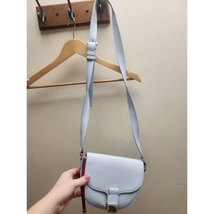on 34th Light Blue Pebbled Vegan Leather Saddle‎ Crossbody Bag